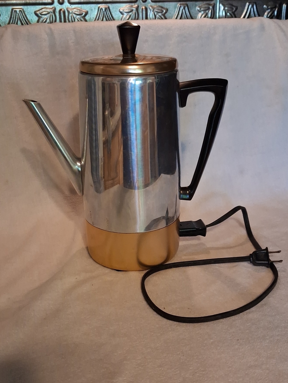 Classic Stainless Steel Electric Coffee Percolator – Silver & Gold